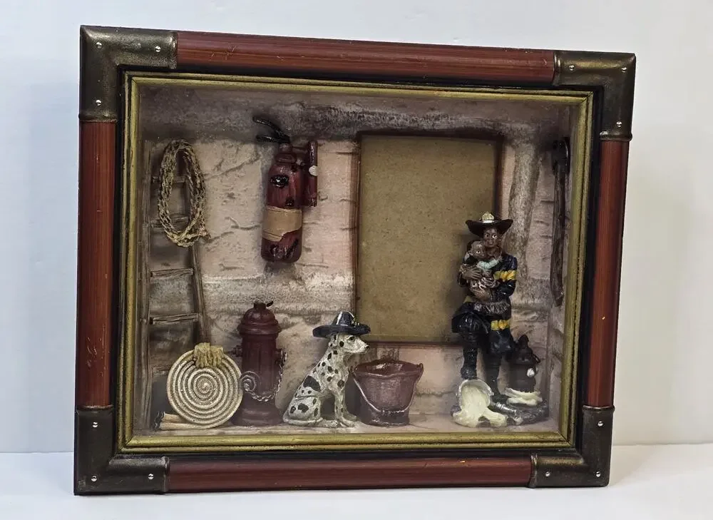 Firefighter-Themed Shadow Box with a Picture Frame Insert